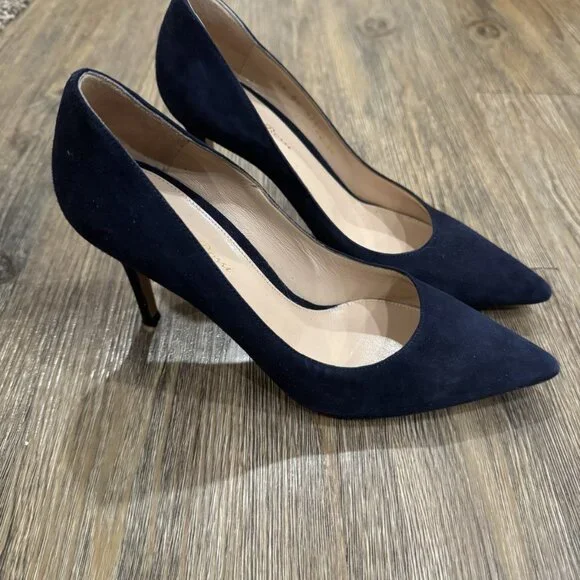 Gianvito Rossi Blue Suede Manolo Blahnik Pointed Toe Pumps - Picture 3 of 11